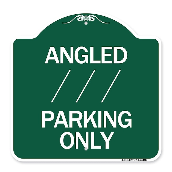 Signmission Angle Parking W/ Bidirectional Arrow 1, Green & White Aluminum Sign, 18" x 18", GW-1818-24346 A-DES-GW-1818-24346 - main